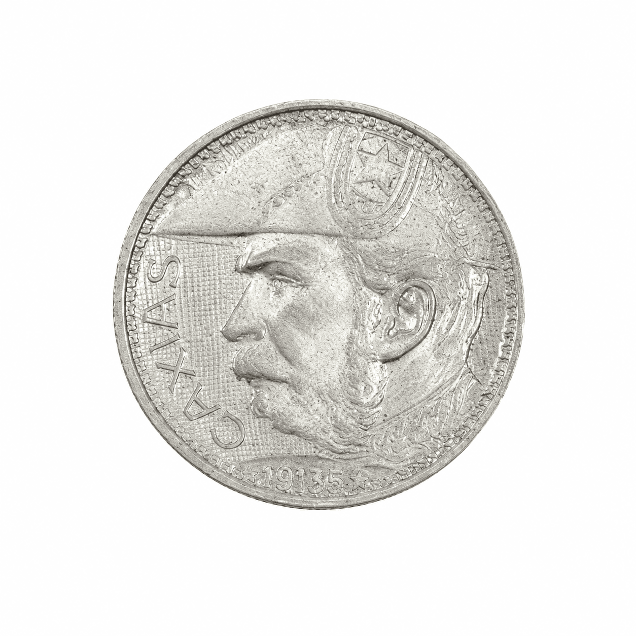Moeda brasileira de 2.000 réis de 1935, Duque de Caxias, prata 500