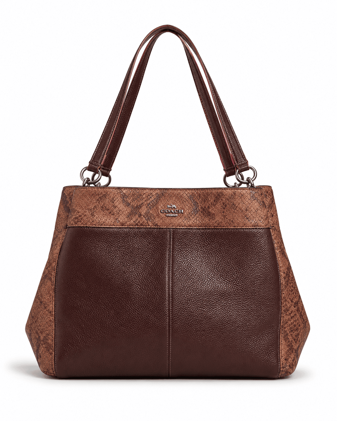 Bolsa feminina Coach New York – marrom e bordô – grande