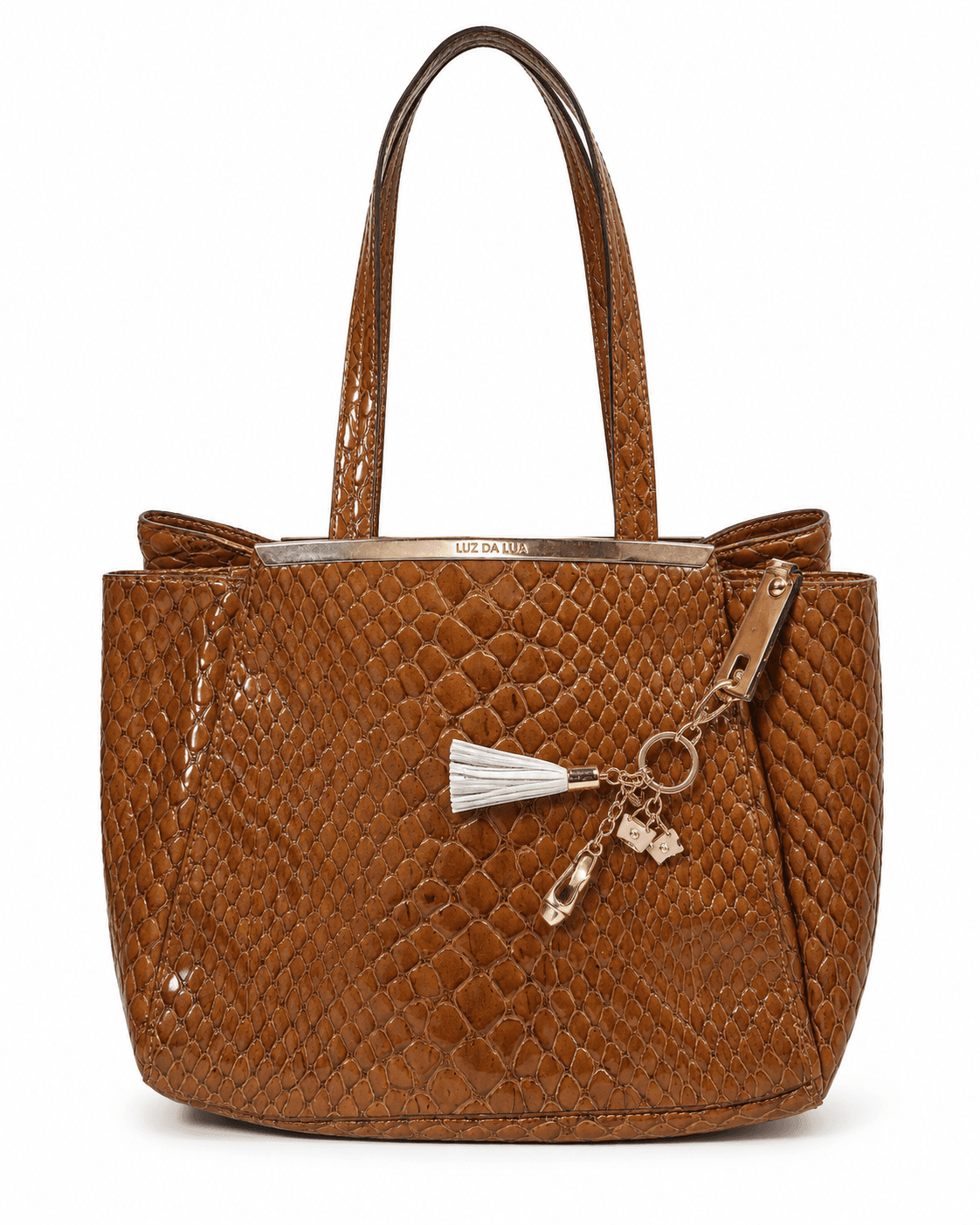Bolsa feminina original Luz da Lua em couro croco marrom