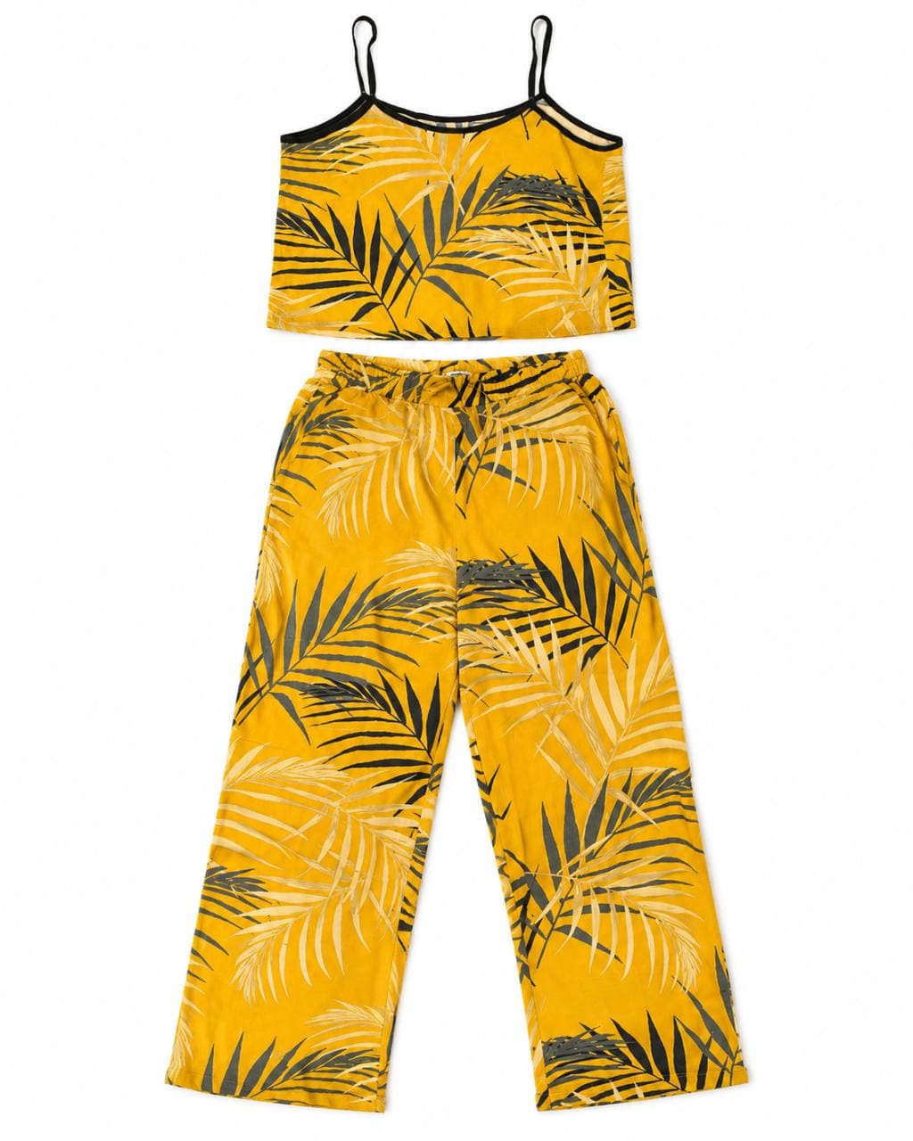 Conjunto feminino tropical Kinky – cropped e calça – tamanho P