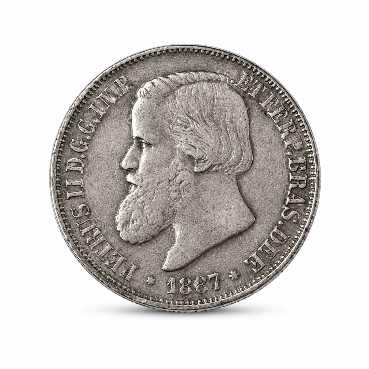 Moeda brasileira de 200 réis de 1887 — Império de D. Pedro II